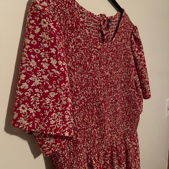 Kranda Round Neck Short Flutter Sleeve Smocked Floral Maxi Dress XXL - Picture 8 of 11